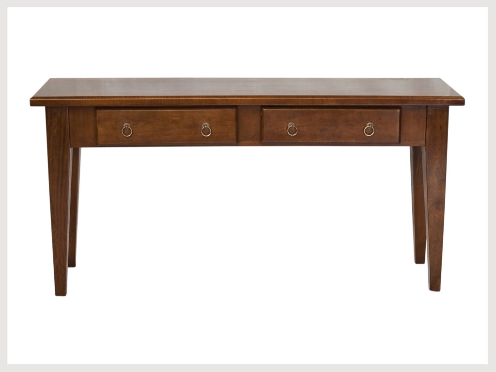 Contemporary style chunky 2 drawer fruitwood hall table (F47)